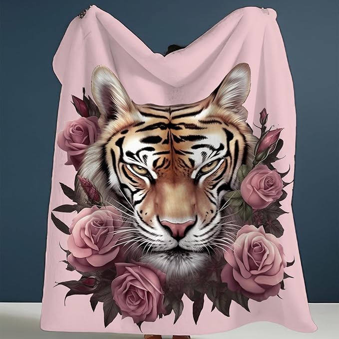 Tiger Blanket Soft Warm Tiger Fleece Plush Throw Blanket Tiger Gifts for Tiger Lover Cozy Flannel Bedding Tiger Animal Stuff Decor Blanket for Girls Boys Kids Adults Women 60"x80"