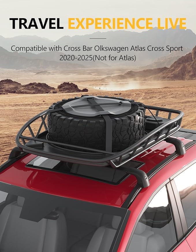 Tuyoung 300lbs Roof Rack Cross Bars Compatible with Volkswagen VW Atlas Cross Sport 2020-2026, Lockable Heavy Duty Anti-Theft Aluminum Rails Crossbars Cargo Carrier Bag