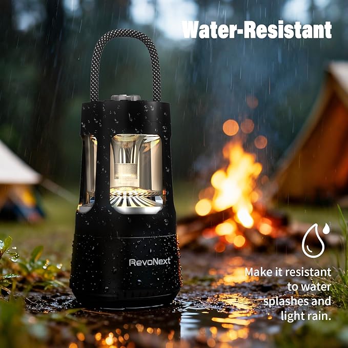 LED Camping Lantern Rechargeable,Outdoor Bluetooth Speakers, 4000mAh ,IPX4 Waterproof ,Dimmable Tent Lights for Power Outages, Decorations for Party Garden Patio/Pool (Black)
