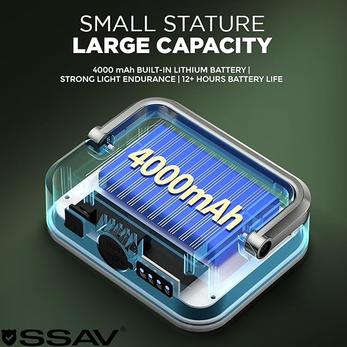 SSAV Army LED Camping Lantern | Magnet Base | IPX4 Splash Proof Outdoor Flashlight | Multi-Purposes Camping Light or Puck Light for Hurricane, Emergencies, Camping, Hiking & Power Outage