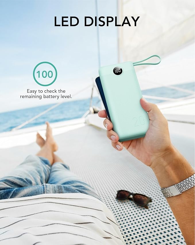 VRURC Portable Charger 20000mAh, Built-in Cables Fast Charging Power Bank, PD QC 3.0 Travel Essentials Battery Pack, 4 Output & 2 Input Phone Charger for iPhone16 15 14 13 X, Samsung, Android