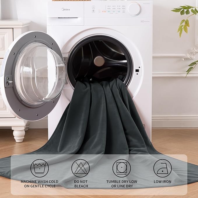 QiyI Waterproof Blanket for Bed King Size, Washable Reversible Bed Cover, Large Leakproof Stain-Resistant Furniture Protector for Travel & Camping, 80"x90", Dk Grey/Lt Grey