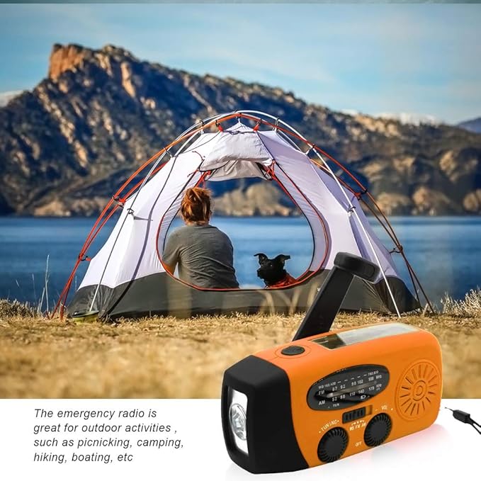 Portable Solar Emergency Weather Radio Upgrade Hand Crank AM/FM NOAA Survival Radio with 2000mAh Cellphone Charger LED Flashlight Battery Indicator for Home Camping Earthquake
