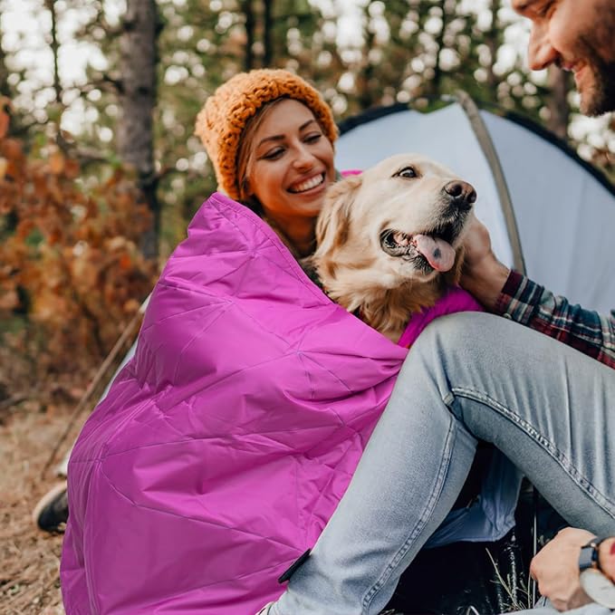 Large Outdoor Waterproof Blanket Extra Thick Fleece Stadium Blanket for Camping, Car, Pet, Picnics - Windproof, Wearable, Machine Washable 80" x 58" (Rose Purple)