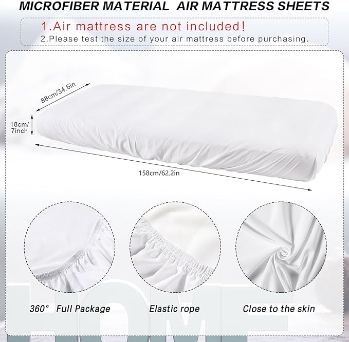 Breling Kids Air Mattress Fitted Sheets Compatible with Intex Cozy Kidz (Sheet Only) Toddler Inflatable Mattress Sheets for Kids Sleepover Party Travel Camping Airbed(White,6 Pcs)