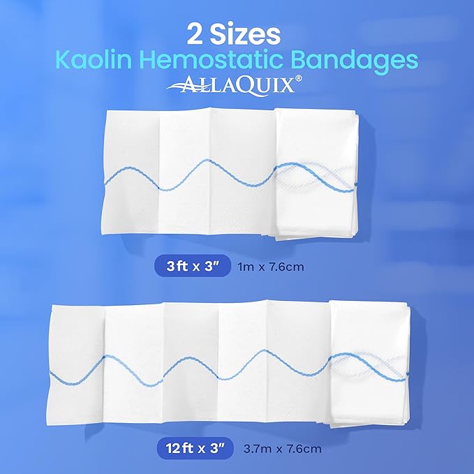 Advanced Kaolin Hemostatic Gauze – Z-Fold Sterile Clotting Bandage (3" x 12 ft, 1-Pack) | Stops Bleeding Fast for Emergency, Trauma, Tactical First Aid, Survival Kits, and IFAKs