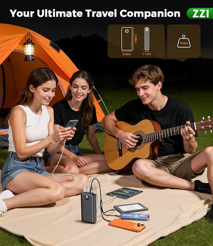 Portable Charger Power Bank, 60000mAh Battery Pack with 3 in 1 USB-C/iOS/Micro-USB Cable, 22.5W Fast Charging Portable Phone Charger, Travel Camping Essential Powerbank for iPhone 17/16 Samsung,Purple