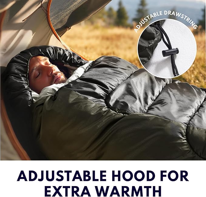 XXL Winter Sleeping Bags for Adults Cold Weather,Camping Sleeping Bag for Kids with Compression Sack,4 Season Camping Essentials Gear for Hiking,Traveling,Outdoor,Backpacking,Climbing