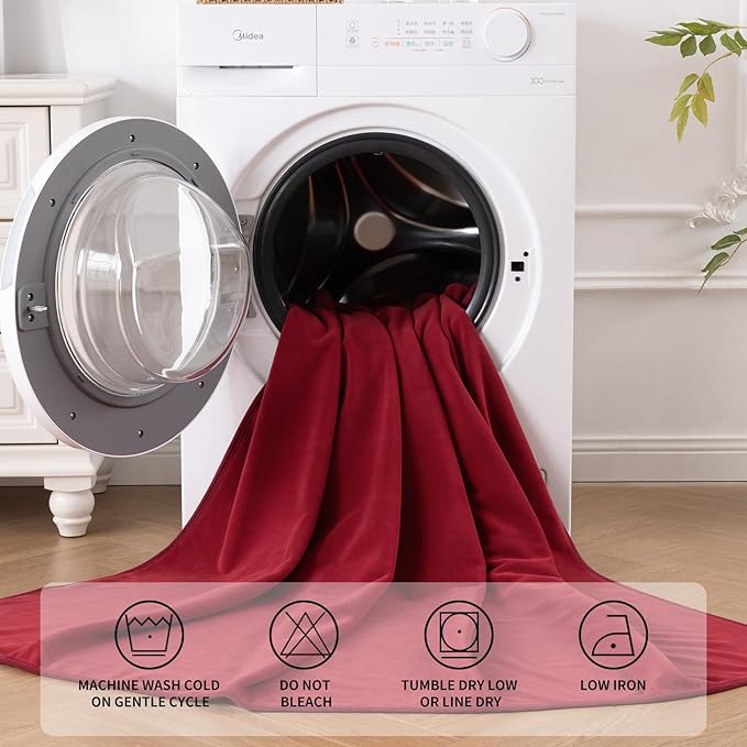 QiyI Waterproof Blanket for Bed King Size, Washable Reversible Bed Cover, Large Leakproof Stain-Resistant Furniture Protector for Travel & Camping, 80"x90", Burgundy/Pink