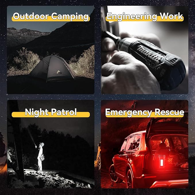 SUNREI Rechargeable LED 1500LM Flashlight, 8 Light Modes Portable Camping Lantern, 10400mAh Power Bank, IP67 Waterproof for Emergencies Power Outages, Hurricane Emergency, Hiking, Home, etc