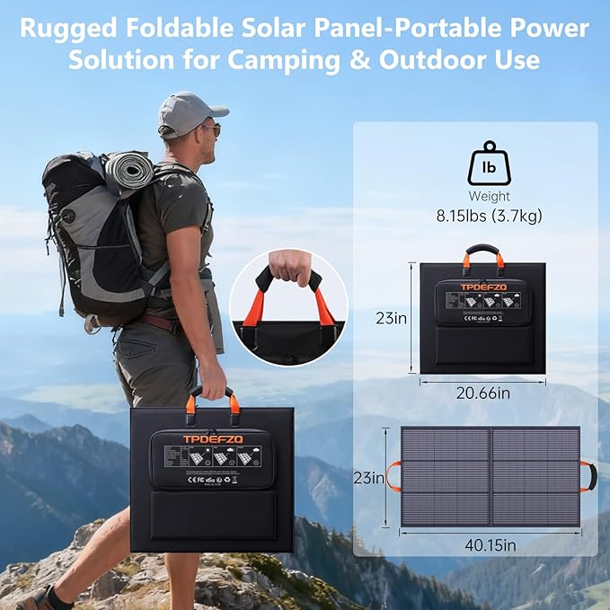 110W Portable Solar Panel ETFE IP68 Waterproof 20V Foldable Solar Panel Charger, 25% High Efficiency for Outdoor Camping,Laptops,Blackout,RV