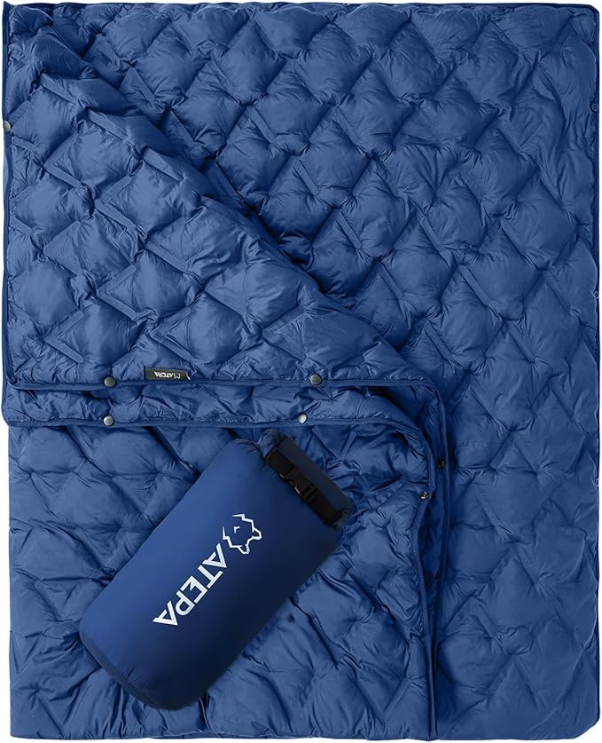 ATEPA Wearable Sleeping Bag, Recycled Water-Resistant Camping Blanket Poncho, Ultralight Packable Stadium Blanket for Outdoor