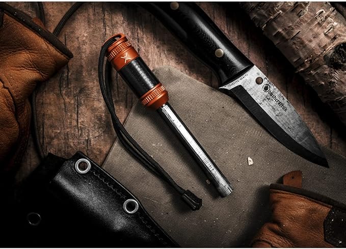 Exotac fireROD XL Ferrocerium Firestarter with Replaceable 1/2 in. Diameter Waterproof Ferro Rod Striker, Heavy-Duty Flammable Repair Tape, and Tinder Capsule Compartment with Included quickLIGHT Tabs