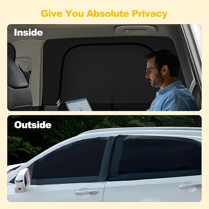 XCBYT RAV4 Window Sunshades for 2019-2025, Dual Layer Car Window Covers with Breathable Mesh & Blackout Cloth, 99% UV Protection Privacy Curtains for Car Camping, Sleeping & Rest (4 PCS)