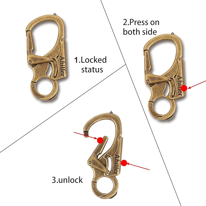 Ahiller Carabiner Keychain Clip, Double Lock Designed - Tungsten Steel Tip, Multifounction Tools for Camping, Hiking, Fishing, Outdoor Survival