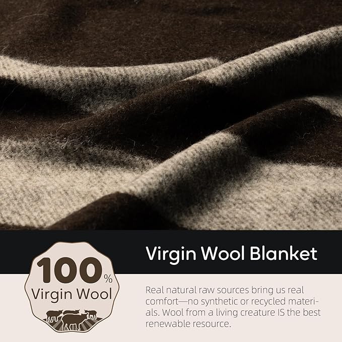 Molithe 100% Wool Blanket, 62" x 86", Warm, Thick, Washable, Military Wool Blanket, Great for Camping, Outdoors, Sporting Events, Survival Kits