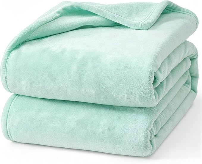 Hansleep Fleece Lake Green Full Blanket, Super Soft Flannel Fuzzy Plush Cozy Blanket for All Seasons, Lake Green, Full 84x90 Inches