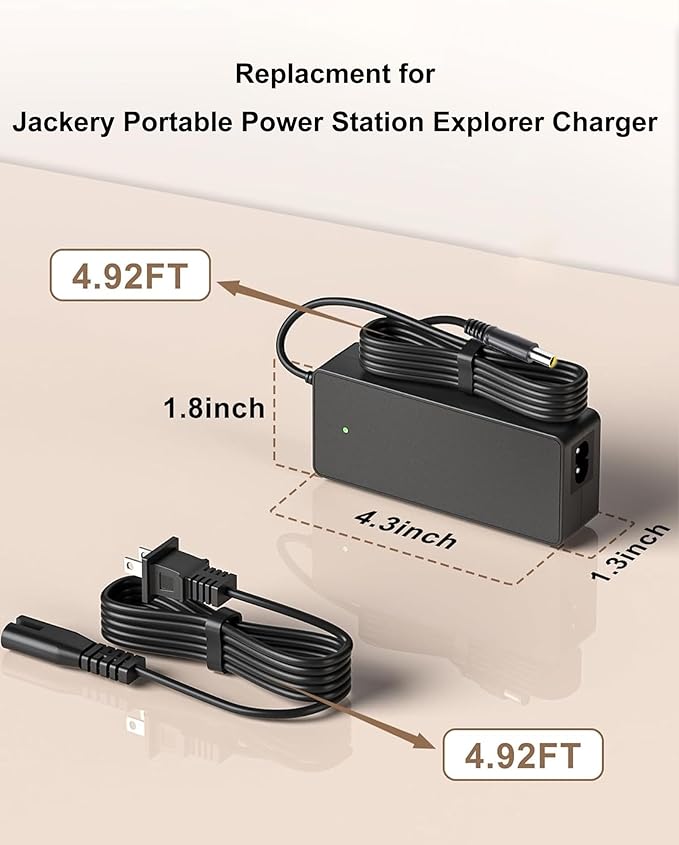 Charger for Jackery Charger 24V 90W AC Adapter for Jackery Portable Power Station Explorer 160 240 300 500 550 E300 E500 E550 Solar Generator 167Wh 240Wh 293Wh 518Wh Lithium Battery Power Supply Cord