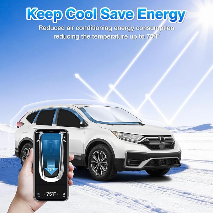 T TGBROS Windshield Sun Shade for Honda CR-V 2017 2018 2019 2020 2021 2022 Car Window Shades Thicken UV Block and Blackout Privacy Foldable Sunshades 8PCS Accessories Keep Cool Sun Visor Covers