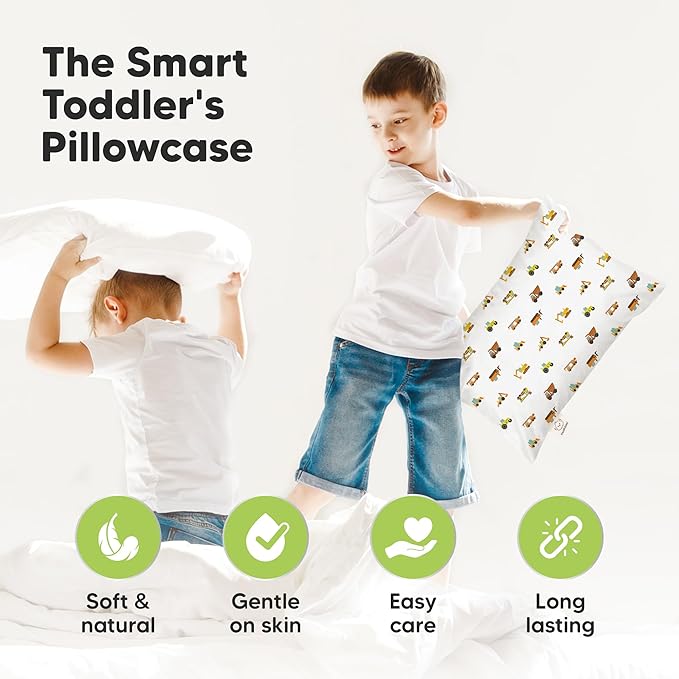 KeaBabies 13x18 Toddler Pillowcase, Waterproof - Soft Waterproof Toddler Pillow Protector Cover for Kids, Boys, Girls, Durable Machine Washable, Small Travel Pillow Sold Separately (Construction)