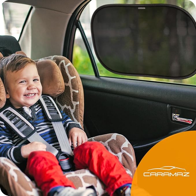 CARAMAZ Car Window Shade for Baby with Certified UV-Protection 2 Pack - 21"x14"