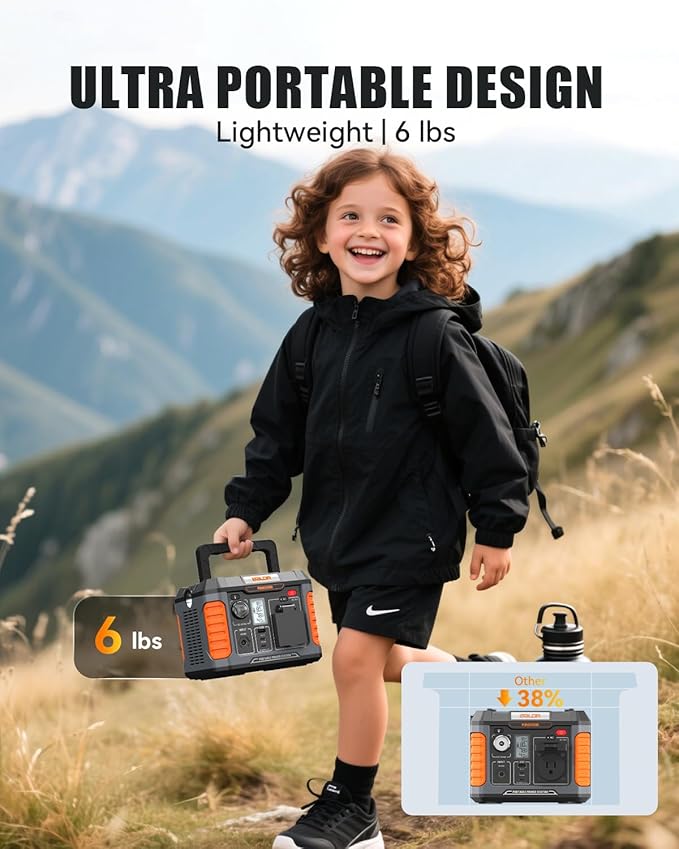 BALDR Portable Power Station 300W 231Wh Power Bank with 100W Two-Way Fast Charging 2Hr to 80% 120V Pure Sine Wave AC Outlet Solar-Ready for Camping and Emergencies. (Solar Panel Optional)