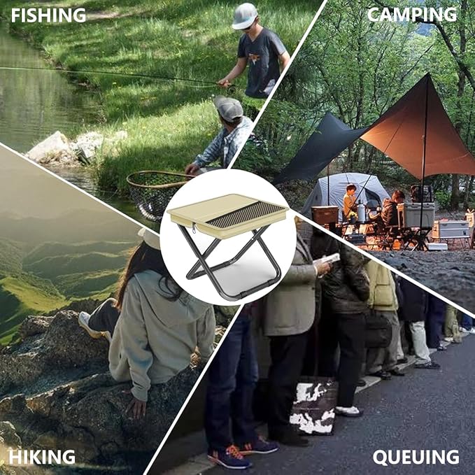 2-in-1 Collapsible Camping Stool & Sling Bag / 220LB Load Capacity Folding Portable Fishing Stool/Collapsible Stool for Camping, Hiking, Fishing, Gardening & Beach Outdoor Activities