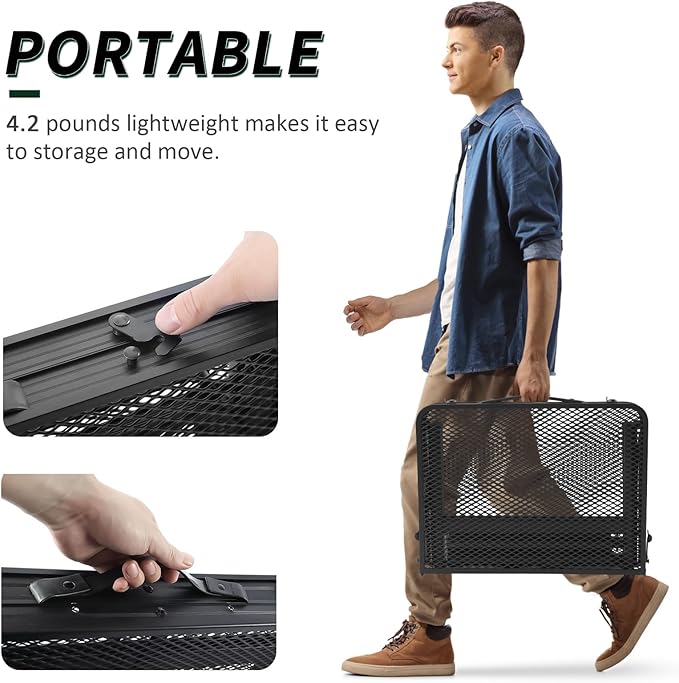 WildFinder Folding Table, 2x1.3 FT Camping Table with Mesh Desktop,Folding Grill Table with Mesh Bag,Portable Outdoor for Picnic,Camping,BBQ,Beach(Black)