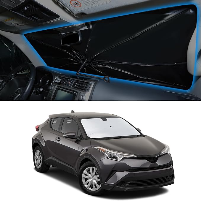 Windshield Sun Shade Umbrella Accessories Compatible with CHR 2018 2019 2020-2023 CH-R for Toyota Foldable Sunshade Sun Visor Blocks UV