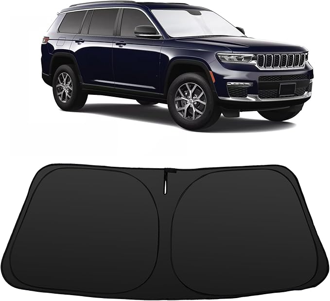 Windshield Sun Shade Custom Fit 2021-2026 Jeep Grand Cherokee L/Jeep Grand Cherokee SUV Accessories Front Window Sunshade Sun Visor Protector Blocks Rays