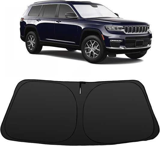 Windshield Sun Shade Custom Fit 2021-2026 Jeep Grand Cherokee L/Jeep Grand Cherokee SUV Accessories Front Window Sunshade Sun Visor Protector Blocks Rays