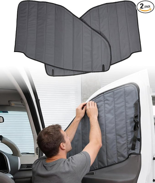 MELIPRON Magnetic Van Window Covers Fit for Ford Transit 150 250 350 High/Medium Roof 2015-2025, Blackout Privacy & Thermal Insulation Side Shades for Van Life & Camping, Easy Install, Gray (Pair)