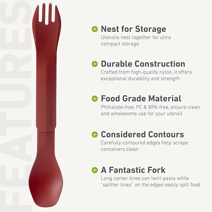 humangear GoBites Duo - Travel Silverware, Full Size Portable Fork & Spoon, Reusable Utensil Set, PC and BPA-free, Food-Safe, ﻿Extended - 9.1” X 1.6”