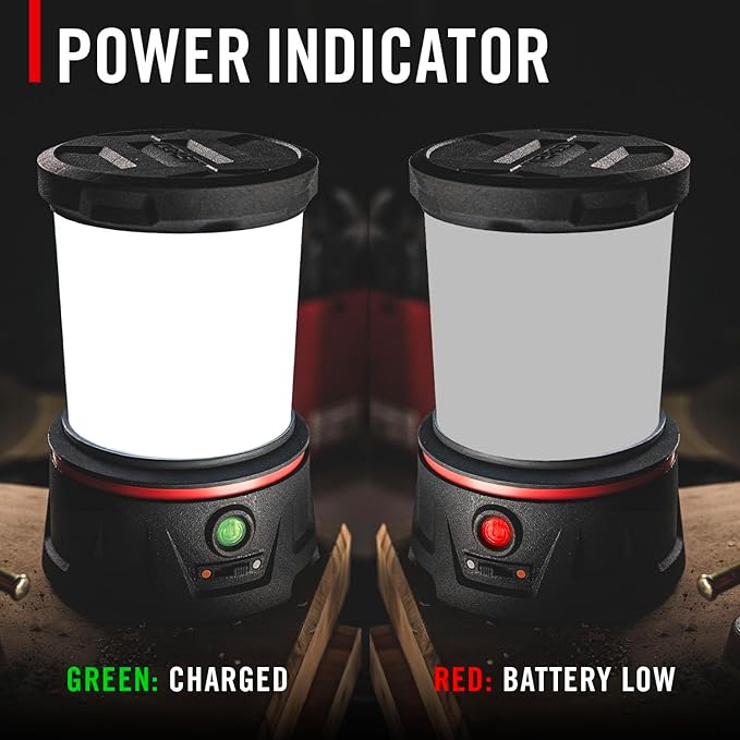 COAST EAL40R 2500 Lumen Rechargeable Emergency Camping Lantern with Red Flashing Mode, Carabiner, Diffuser, Foldeable Handle, Moonglow™ Low Mode, Illuminated Power Button, USB-C Power Bank