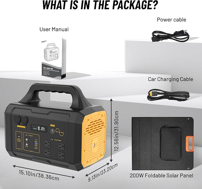 STARY LINE 1800W Solar Generator Kit (2700W Surge), 1024Wh Portable Power Station with 200W Solar Panel, LiFePO4 Battery for RV Life, Van Living, High-Power Appliances Backup,