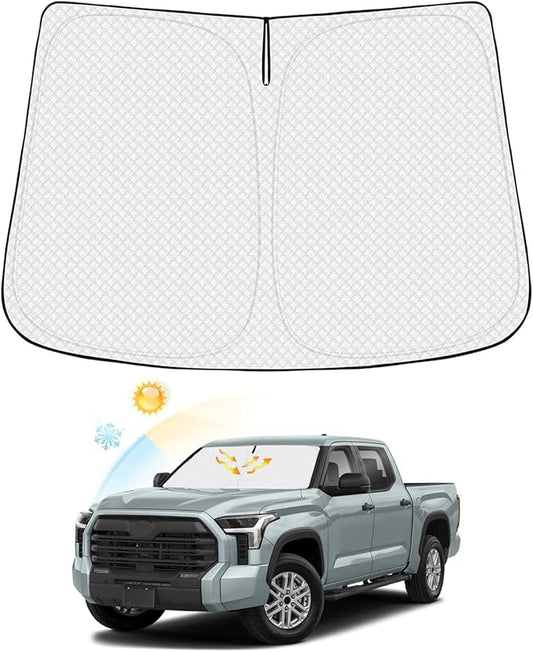 Canvcle Windshield Sun Shade for 2022-2025 2026 Toyota Tundra Accessories Thicken 6-Layer Front Window Sunshade Cover Sun Visor Protector Foldable Block UV Rays Keep Vehicle Cool