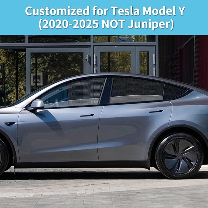 Model Y Specific Side Window Sun Shades, 2020-2025 Rear Vehicle Interior Shade for Baby Mesh Covers, Breathable, UV Protection and Heat Insulation (Model Y(2020-2025Not Juniper)), Rear Side-2pcs
