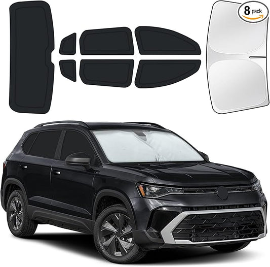 for Volkswagen Taos 2022-2026 Car Window Shades, 8pcs Privacy Sun Shade Set for Front Windshield Side and Rear Windows, Full Window Covers Keeps Vehicle Cool for Camping Napping