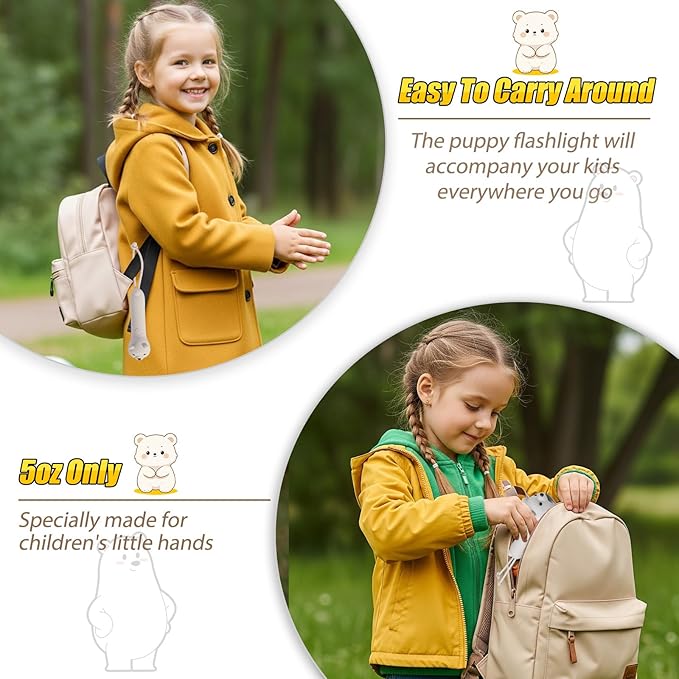Teprewes Polar Bear Outdoor Kid's Flashlight Rechargeable, Led Flashlight, Fun and Lightweight Kid Flashlight Suitable for Camping and Outdoor Exploration, Dog Walking, Birthday Gift