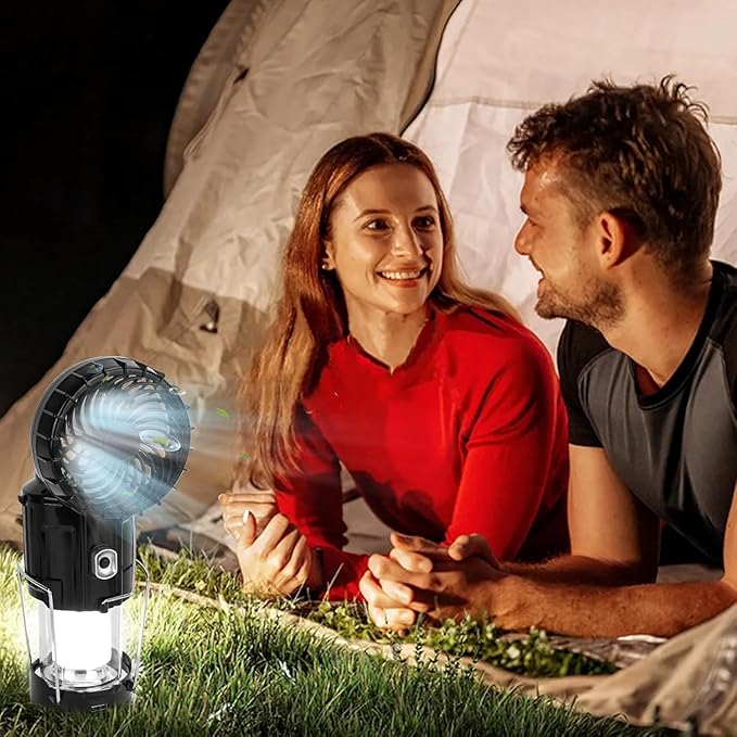 2026 Upgrade Solar Portable Lantern Rechargeable Fan - Collapsible Lightweight LED Camping Lantern for Power Outages Flashlight Survival Kits for Outdoor Tent Emergency Essentials Cool Gifts for Men