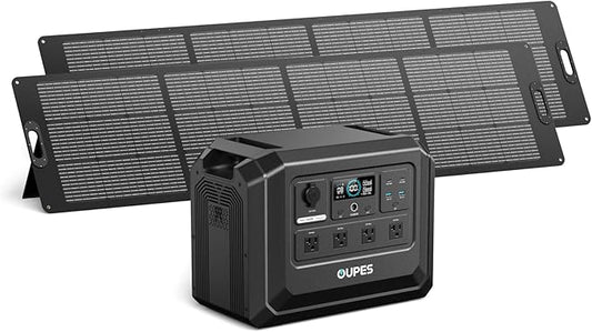 OUPES 2000W Solar Generator Kit Mega 1 Lite with 2x 240W Solar Panels (480W Total), 1024Wh LiFePO4 Power Station, 46 Min AC Charge, Ultra-Fast Solar Recharge, Home Backup & Off-Grid Living