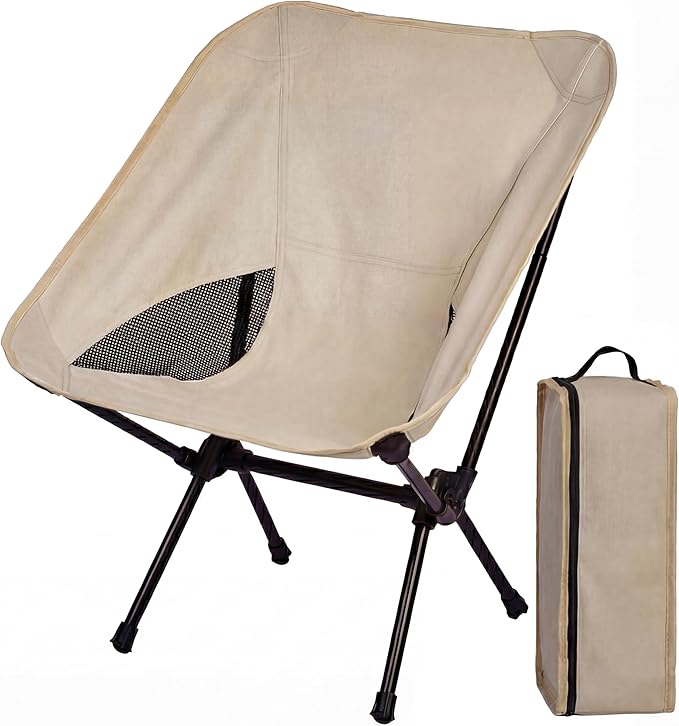 Toucans Camping Chair Portable Backpacking Chair - Ultralight Folding Chair - Compact, Lightweight Foldable Chairs for Hiking Mountaineering Beach (Beige)
