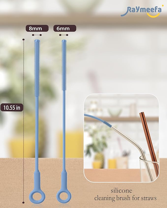 Straw Cleaner Brush Set - Raymeefa Scratch-Free Detail Cleaning for Reusable Straws & Tumblers (Blue)