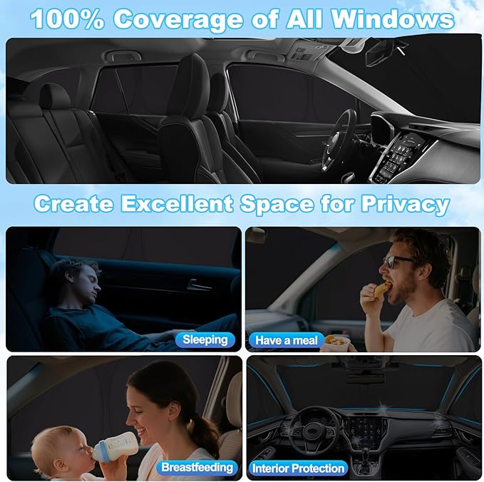 XCBYT 2021–2024 Outback Full Coverage Window Shades | 6-Layer Blackout Insulated Sun & UV Protection | Custom Fit Privacy Covers for Camping, Sleeping & Car Living (8 PCS)