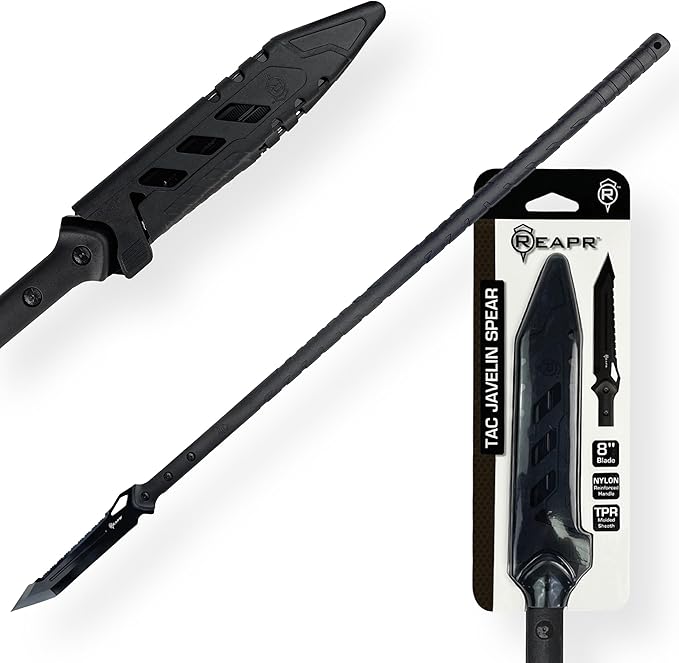 Reapr TAC Javelin Spear – 44″ Spear with 8″ Stainless Steel Blade and Nylon-Fiberglass Shaft for Outdoor, Throwing, and Utility Use