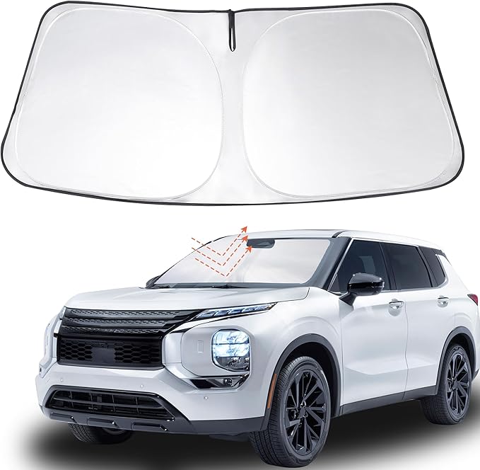 Windshield Sun Shade Custom Fit 2022 2023 2024 2025 2026 Mitsubishi Outlander Accessories Foldable Sunshade Sun Blocker Front Window Shades Covers Keep Car Cooler