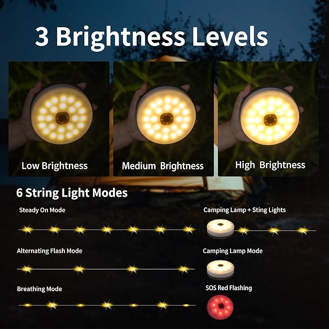 Fairy Lights Battery Operated, 33FT 100LED Quick Storage Twinkle Light with Timer & 9 Modes, Portable Camping String Lights Waterproof for Christmas Outdoor Patio Garden Party Decor
