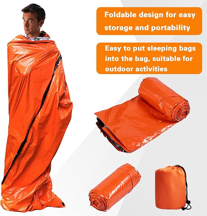 5 Pack Emergency Sleeping Bags for Survival | Waterproof Thermal Bivy Sack, 83.6"x35.8" Lightweight for Camping Hiking Outdoor Prep