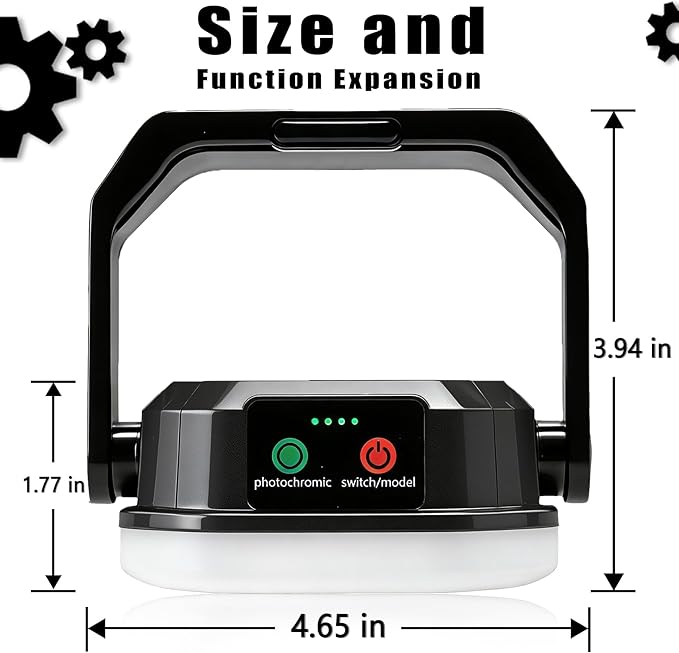RadiantFlux LED Camping Lantern, 6600mAh 4000LM,Rechargeable and Solar Light,IP65 Tent Light with 3 Light Modes,Mechanical Aesthetic Feel,10-Hours , Portable Lantern Flashlight, Emergency Light