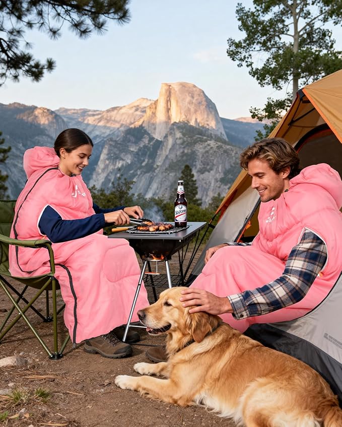 Sportneer Wearable Sleeping Bag for Adults & Kids – Walkable with Arm Zippers, Warm Weather & Cold Waterproof, Compact for Camping, Stadiums, Travel, Backpacking & Car Use